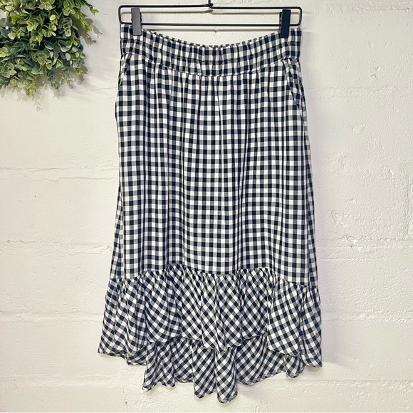 J. Crew•Navy & White Pull On Gigham Midi Skirt•Size Small - Picture 3 of 10